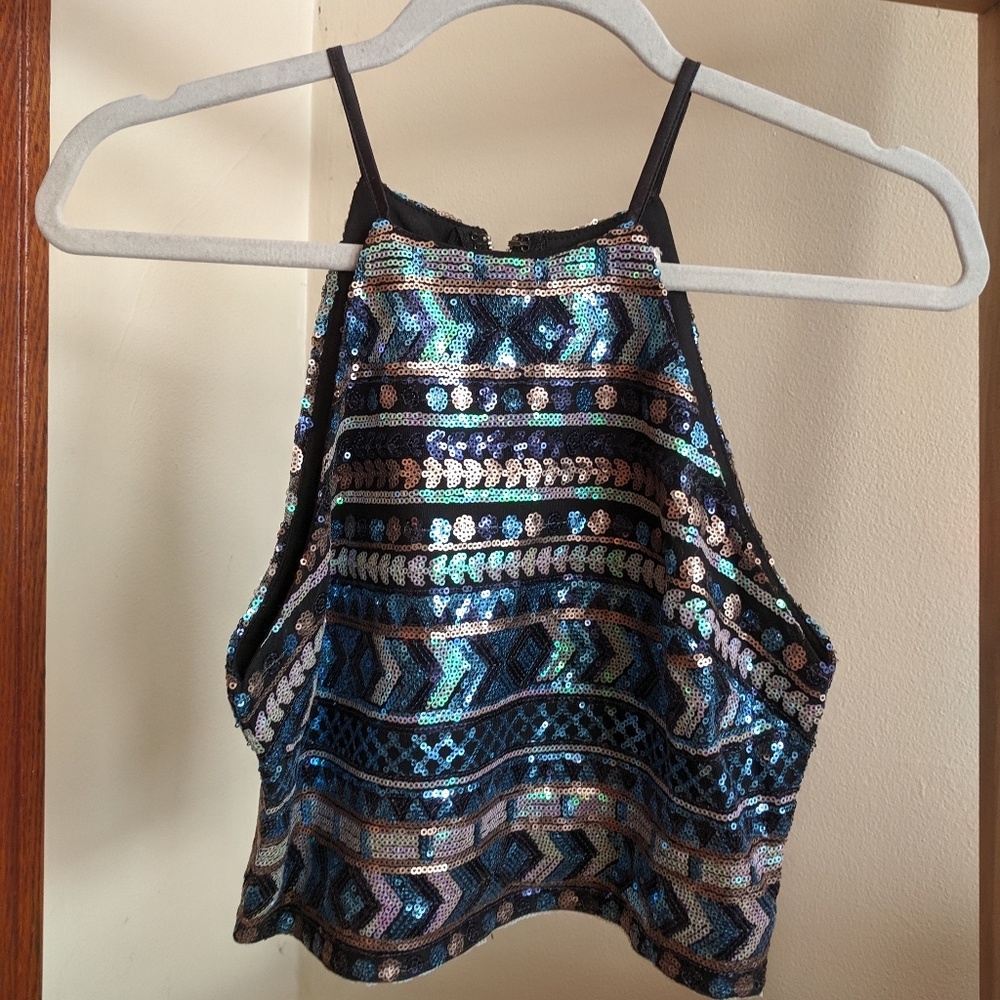 Sequin crop tank